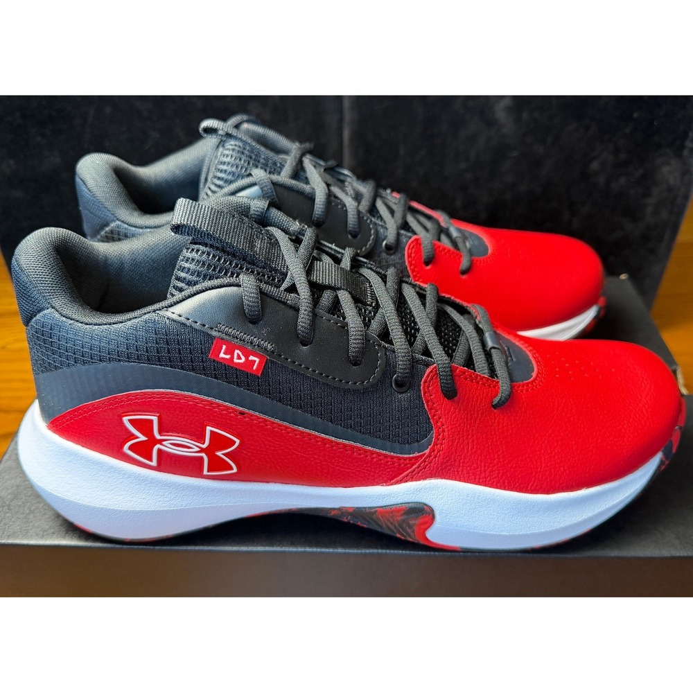 Under Armour Lockdown 7: Basketball Shoes Red Black White 3028512-600 Mens 12